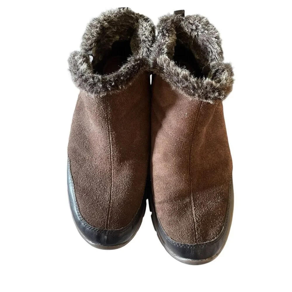 Skechers Womens Brown Suede Leather Easy Going Zip It Ankle Booties Size 9